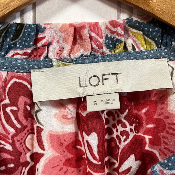 Loft floral ruffle long sleeve top - Picture 3 of 8